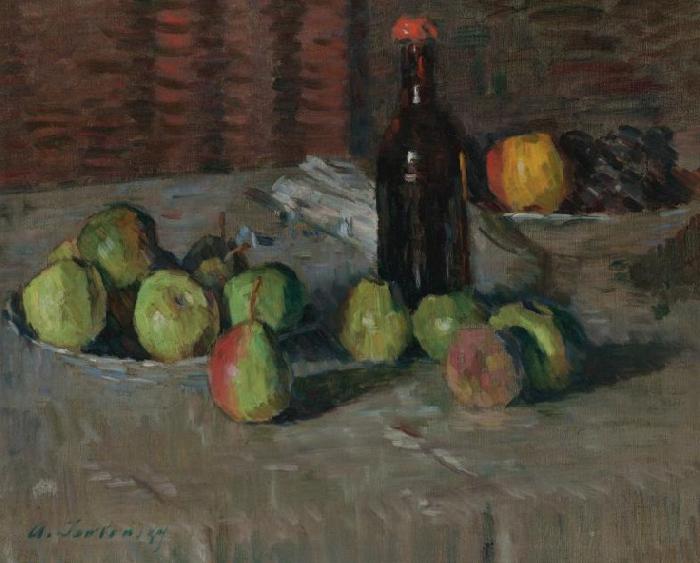 Alexej von Jawlensky Stilleben mit Apfeln und Flasche oil painting picture